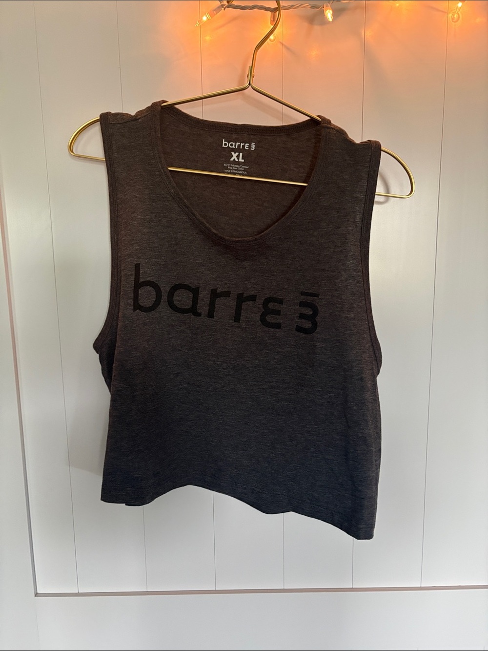 barre3 Women's Charcoal Gray Sleeveless Crop Tank - XL